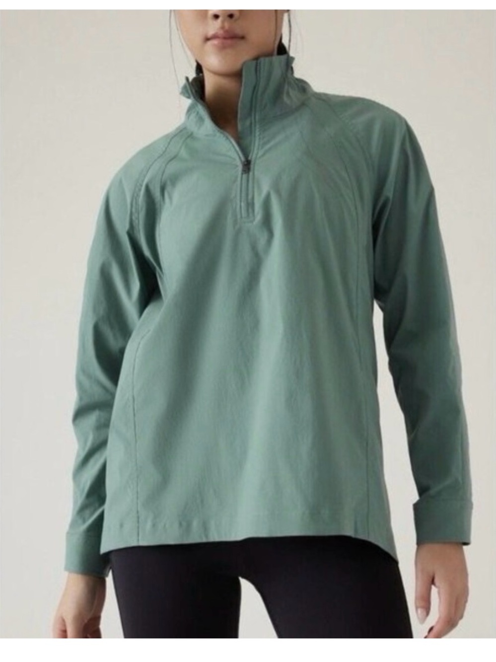 Athleta Advantage Poplin Quarter-Zip Jacket | Teal XS